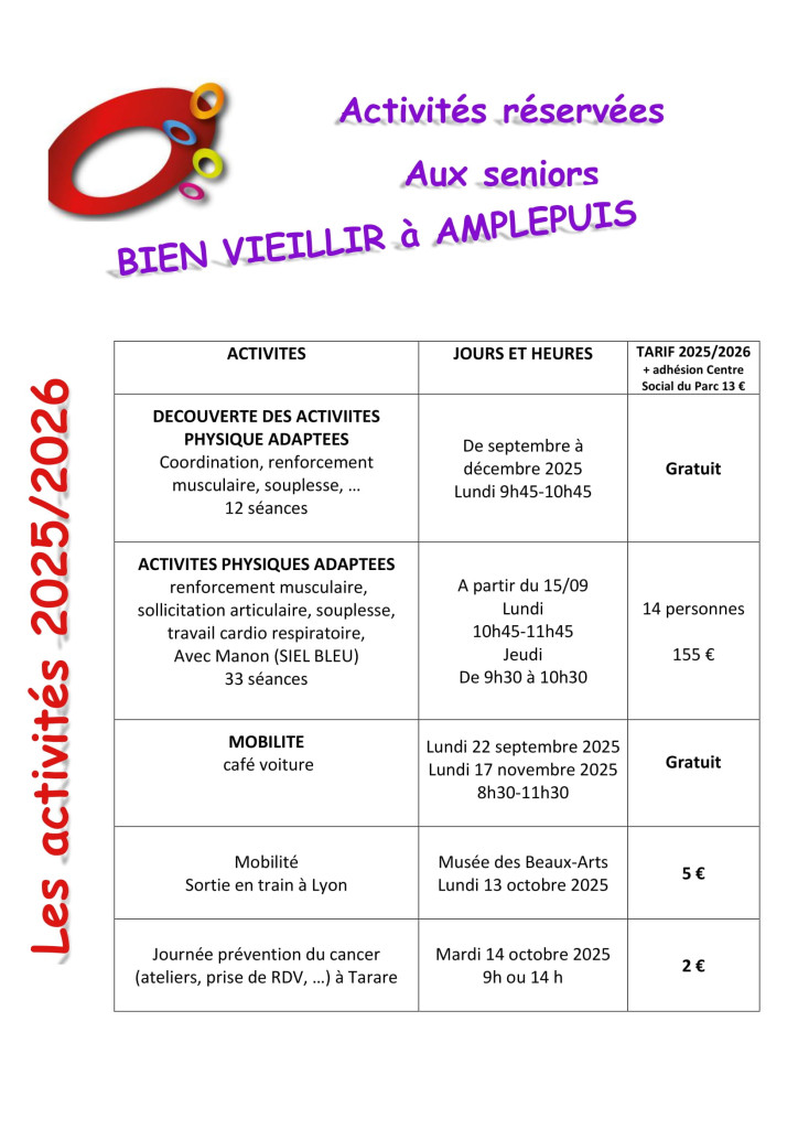 ACTIVITES plaquette 2025 2026-2