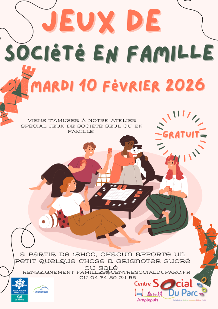 Flyer A4 Atelier Jeux de Société Illustratif Orange et Vert (1)
